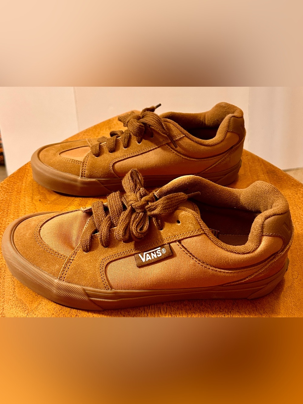 Vans Brown Suede Sneakers • Chunky Laces • Skate Style • Unisex M 9/W 10.5. NWOT